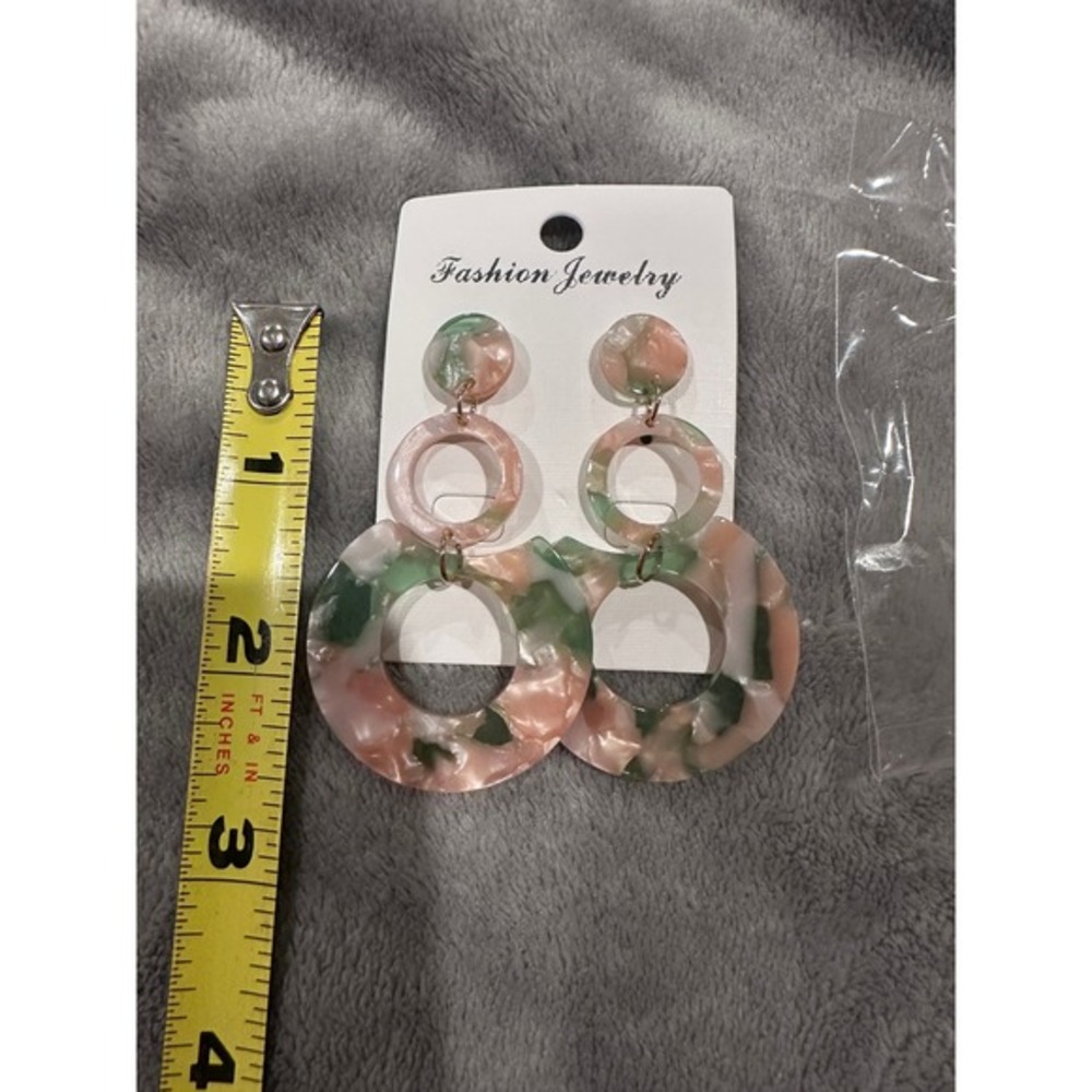 Fashion Jewelry Dangle Drop Earrings Circle Statement Earrings Pink‎ Green